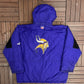 Minnesota Vikings Embroidered Graphic Jacket | Size XX-Large | Vintage 1990s NFL Football Purple Jacket |