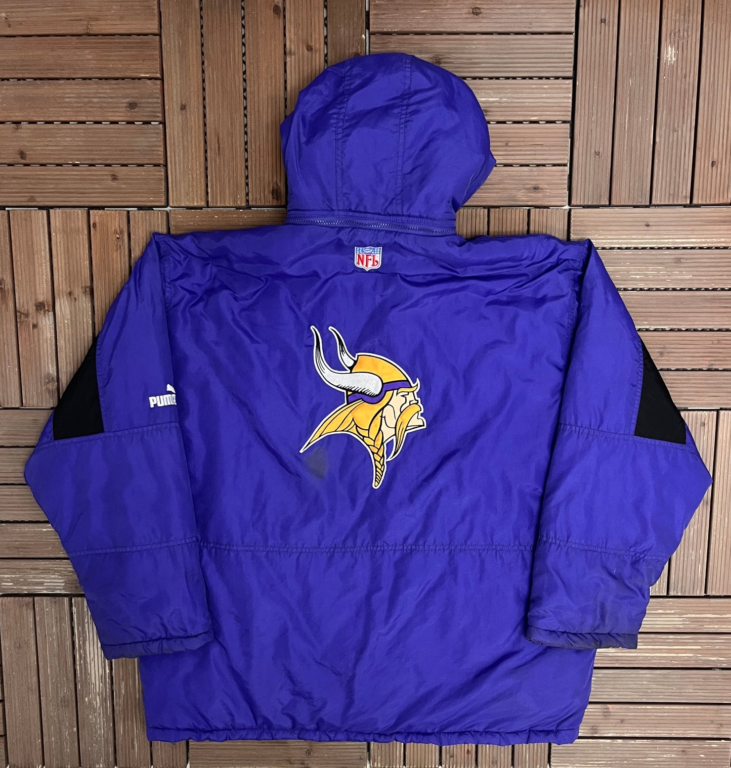 Minnesota Vikings Embroidered Graphic Jacket | Size XX-Large | Vintage 1990s NFL Football Purple Jacket |