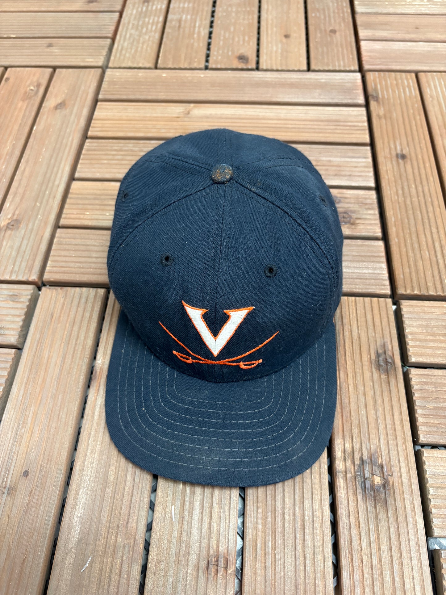 Virginia Cavaliers Graphic Hat | Snap Back | Vintage 1990s Made in USA Blue College Cap |
