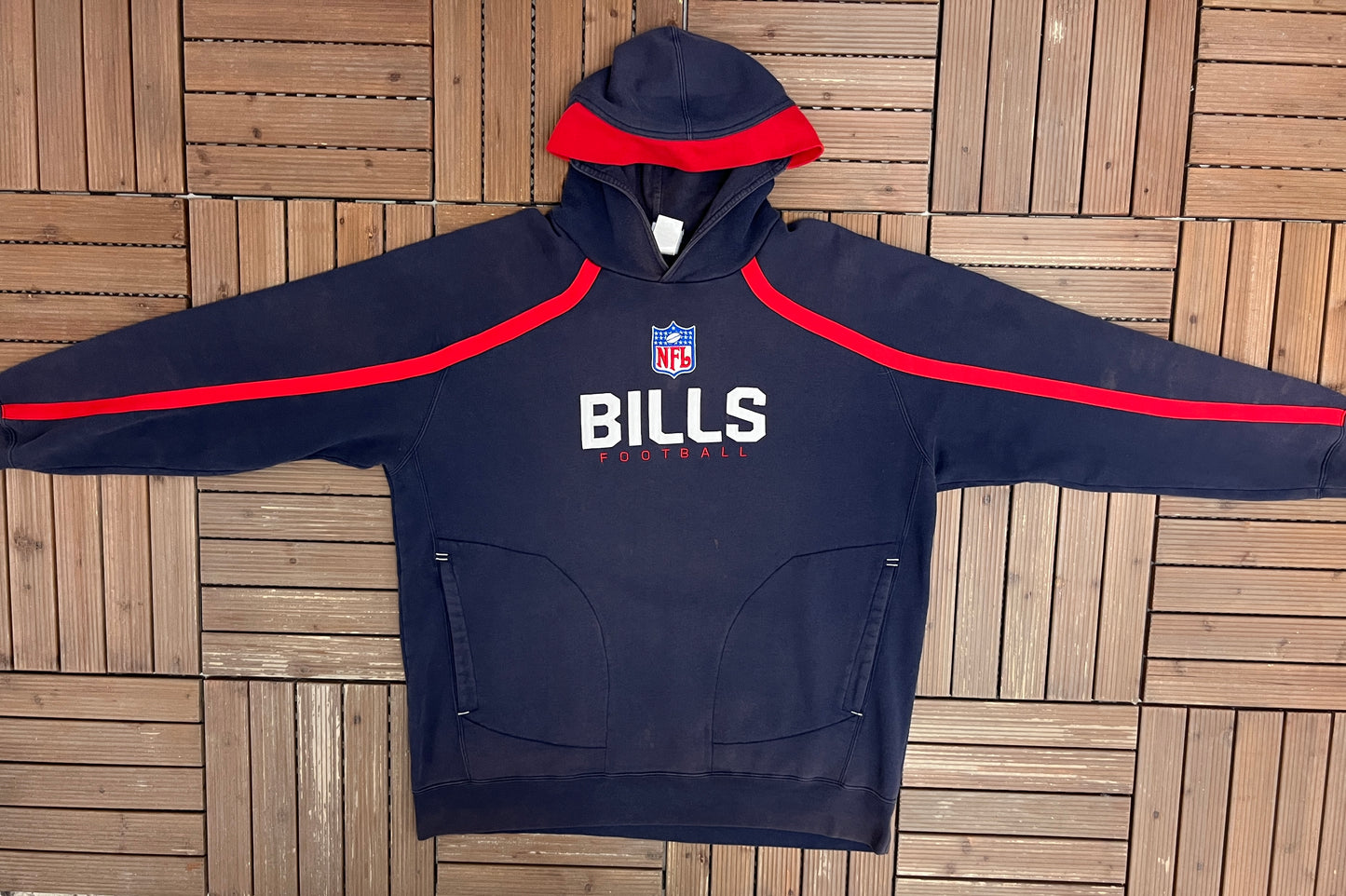 Buffalo Bills Stitched Graphic Hoodie | Size XX-Large | Vintage 2000s NFL Football Blue Sweater |