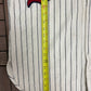 Toledo Mud Hens Stitched Pinstripe Jersey | Size X-Large | Vintage 2000s MiLB Baseball White Jersey |