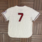 Toledo Mud Hens Stitched Pinstripe Jersey | Size X-Large | Vintage 2000s MiLB Baseball White Jersey |