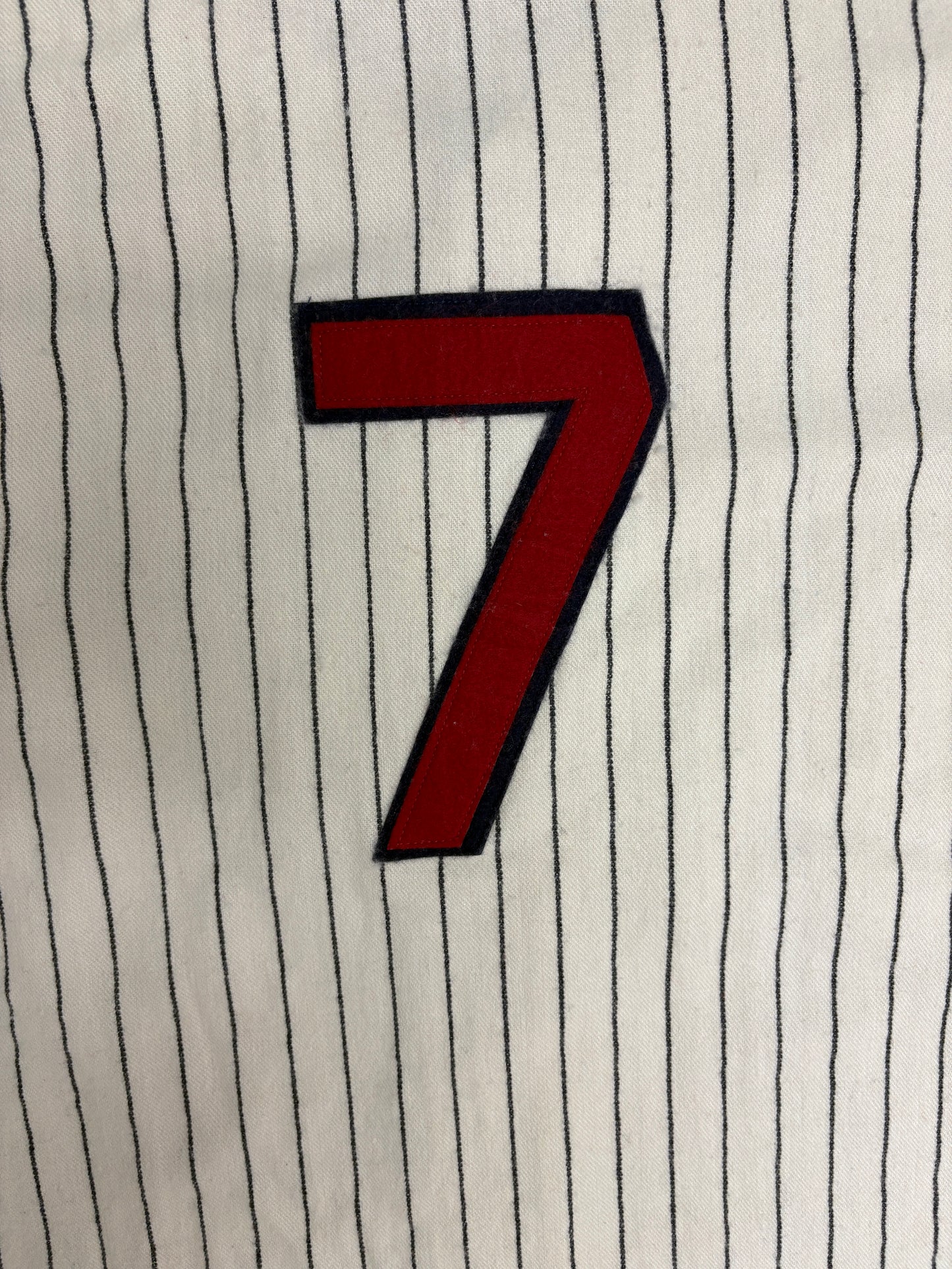 Toledo Mud Hens Stitched Pinstripe Jersey | Size X-Large | Vintage 2000s MiLB Baseball White Jersey |