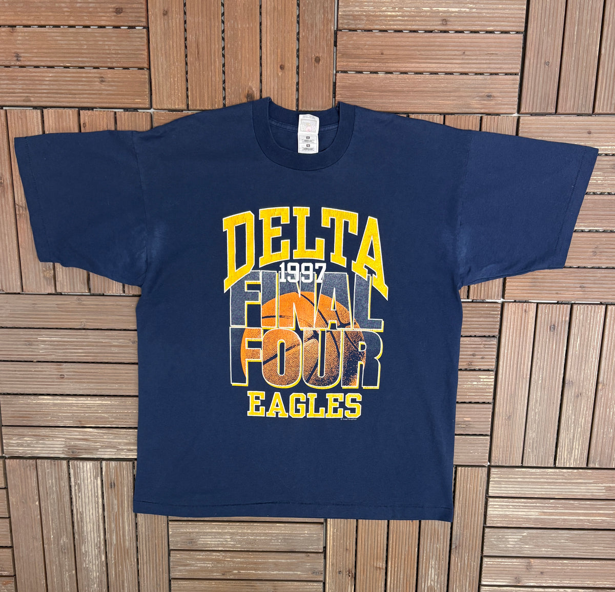 Delta Eagles 1997 Final Four Graphic Tee | Size X-Large | Vintage 1990s High School Basketball Blue T-Shirt |