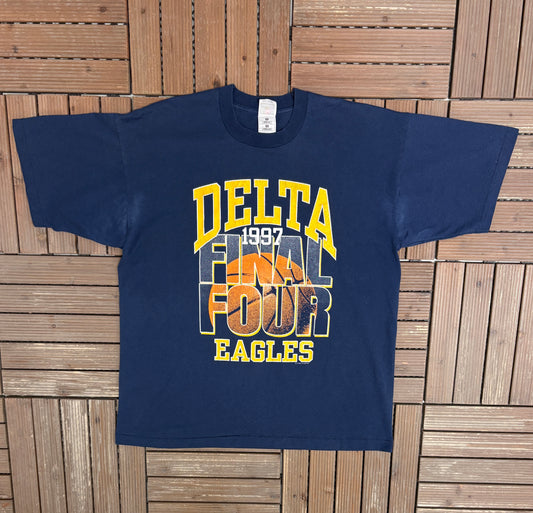 Delta Eagles 1997 Final Four Graphic Tee | Size X-Large | Vintage 1990s High School Basketball Blue T-Shirt |