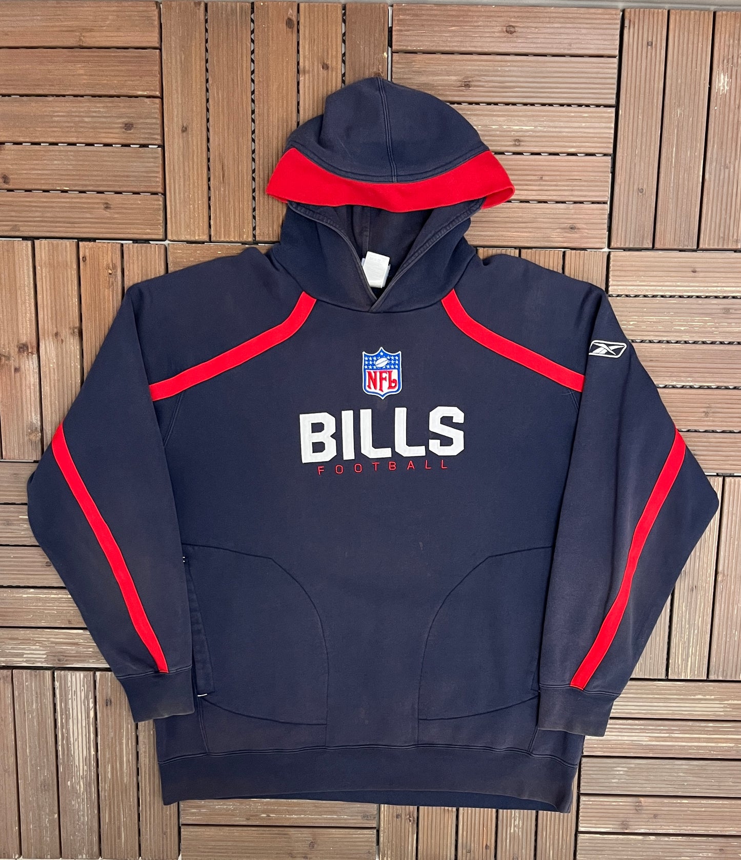 Buffalo Bills Stitched Graphic Hoodie | Size XX-Large | Vintage 2000s NFL Football Blue Sweater |