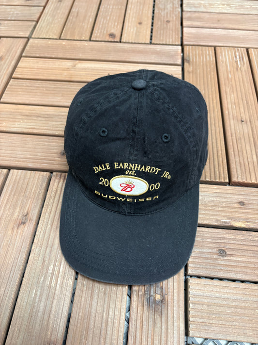 Dale Earnhardt Jr. Budweiser 2000 Graphic Hat | Metal Clasp | Vintage 2000s NASCAR Racing Black Cap |