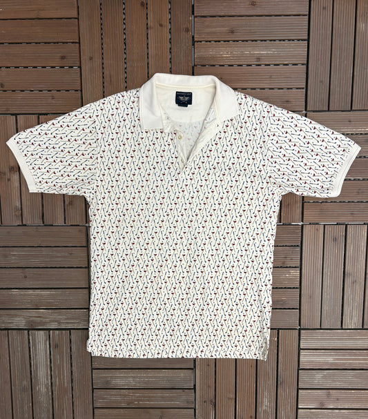 Dockers' Golf Graphic Tee | Size Medium | Vintage 2000s Promotional White T-Shirt |