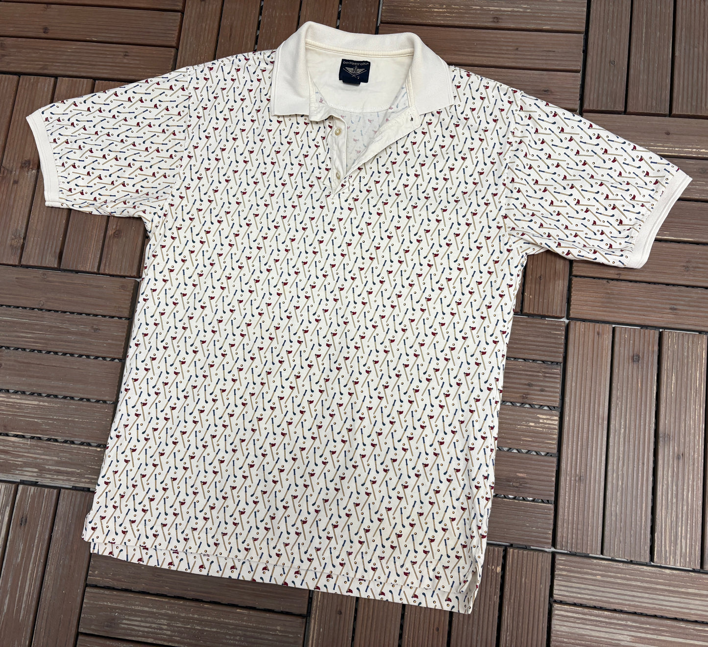 Dockers' Golf Graphic Tee | Size Medium | Vintage 2000s Promotional White T-Shirt |