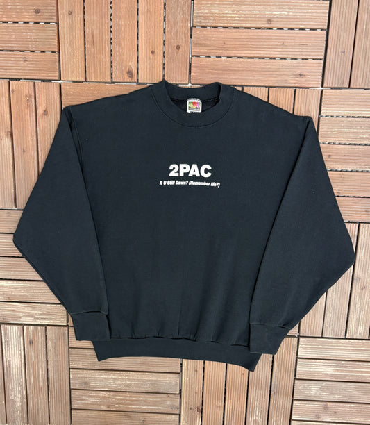 2Pac R U Still Down? Graphic Sweater | Size Large | Vintage 1990s Promotional Black Sweater |