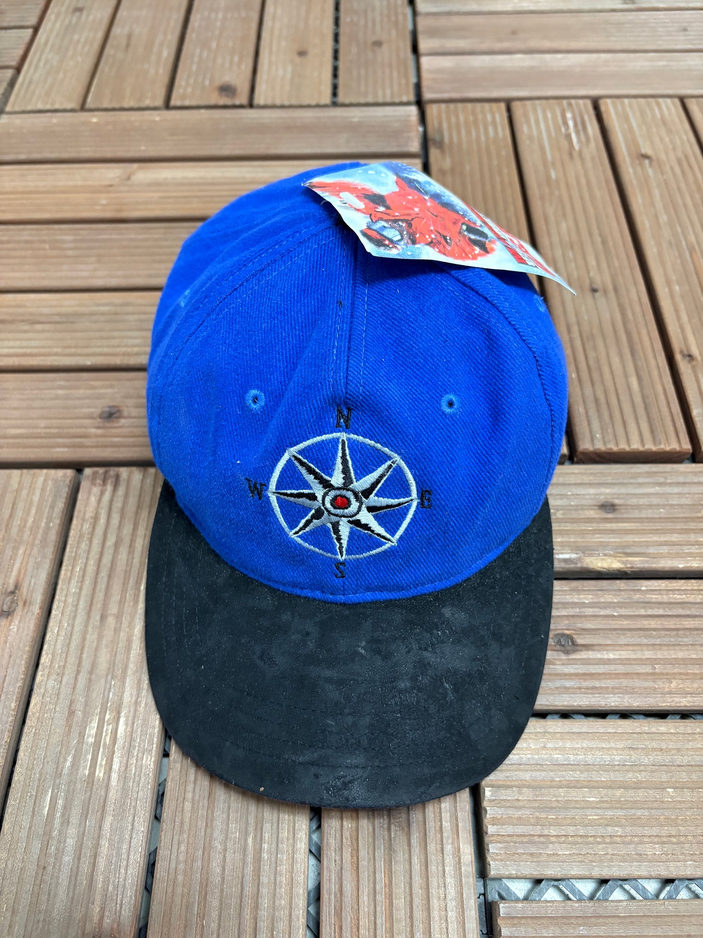 Marlboro Unlimited Compass Graphic Hat | Strap Back | Vintage 1990s Promotional Blue Cap |