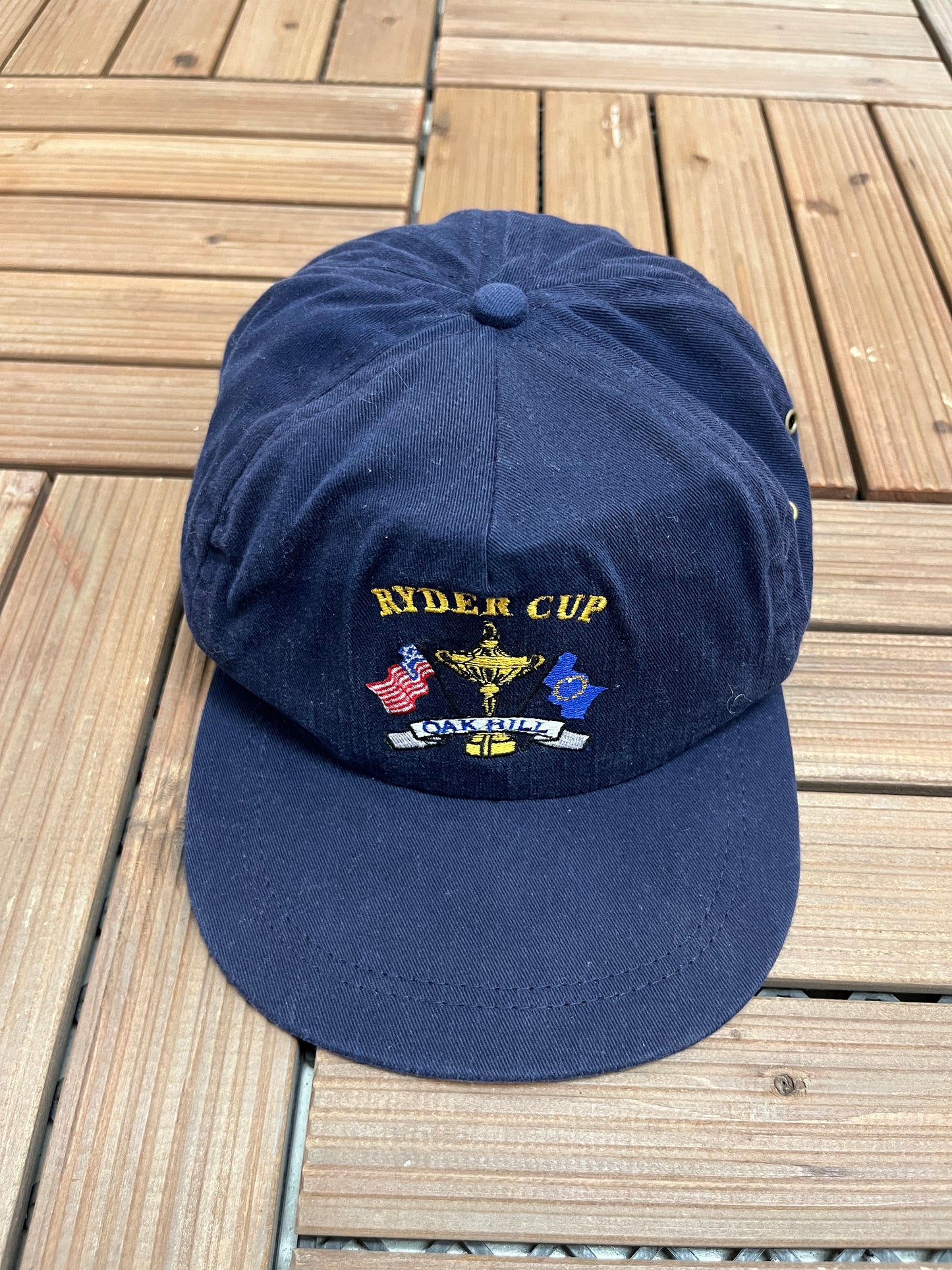 PGA Ryder Cup Oak Hill 1995 Graphic Hat | Metal Clasp | Vintage 1990s Golf Blue Cap |