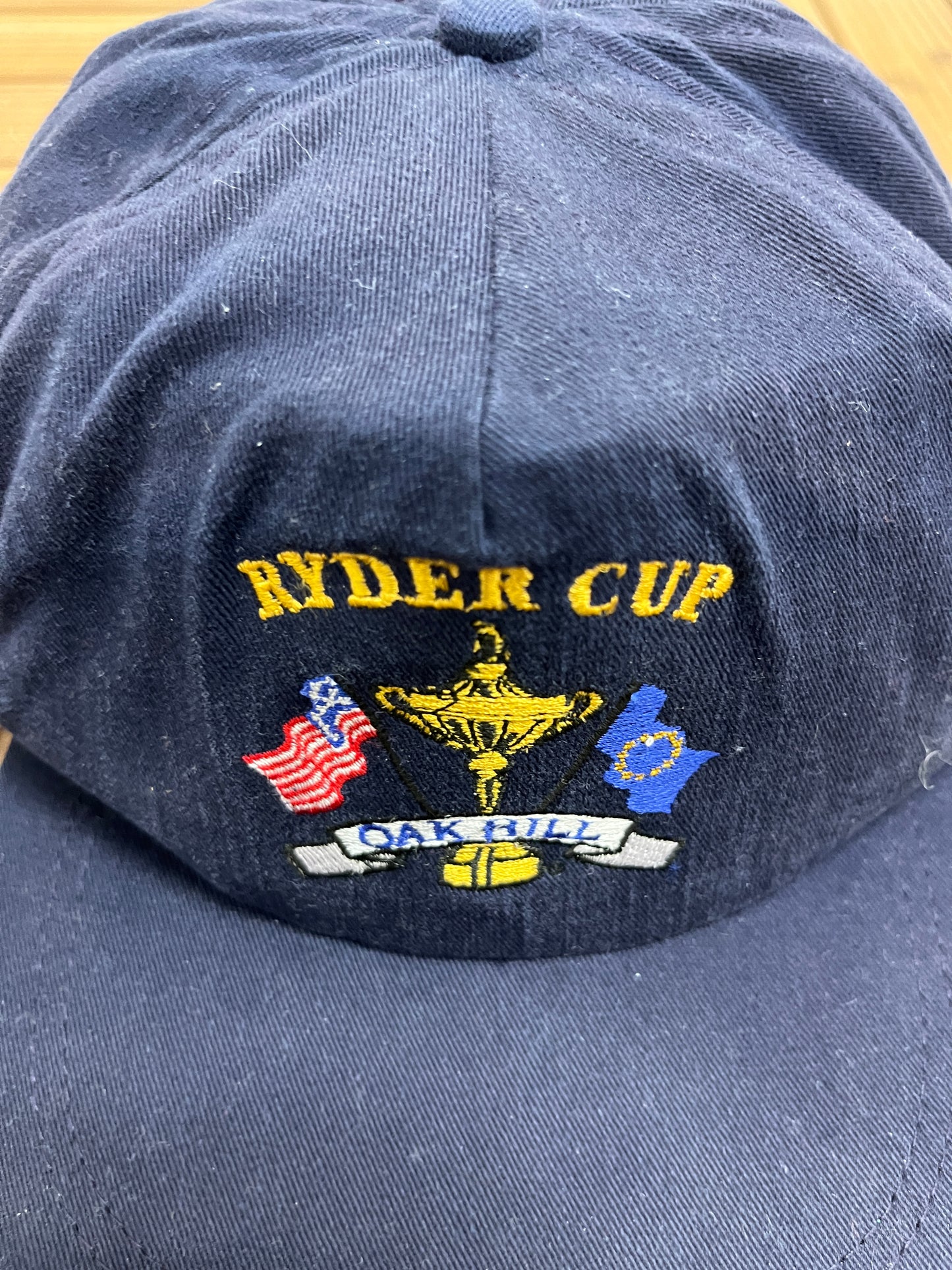 PGA Ryder Cup Oak Hill 1995 Graphic Hat | Metal Clasp | Vintage 1990s Golf Blue Cap |