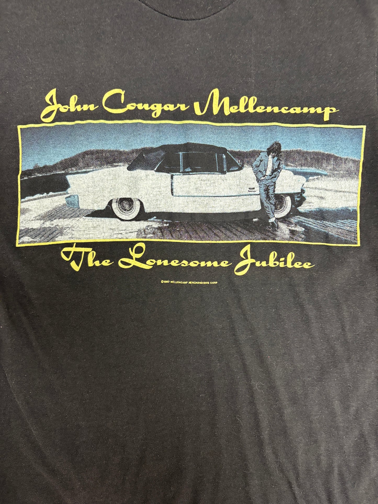 John Mellencamp The Lonesome Jubilee Graphic Tee | Size Large | Vintage 1980s Rock Music Black T-Shirt |