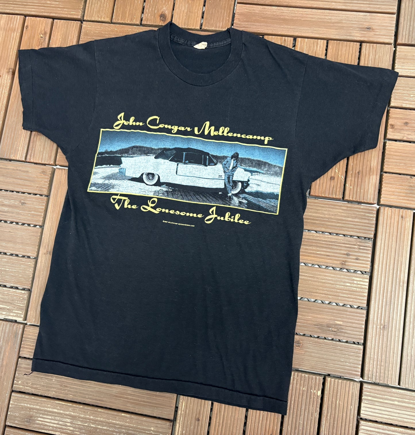 John Mellencamp The Lonesome Jubilee Graphic Tee | Size Large | Vintage 1980s Rock Music Black T-Shirt |