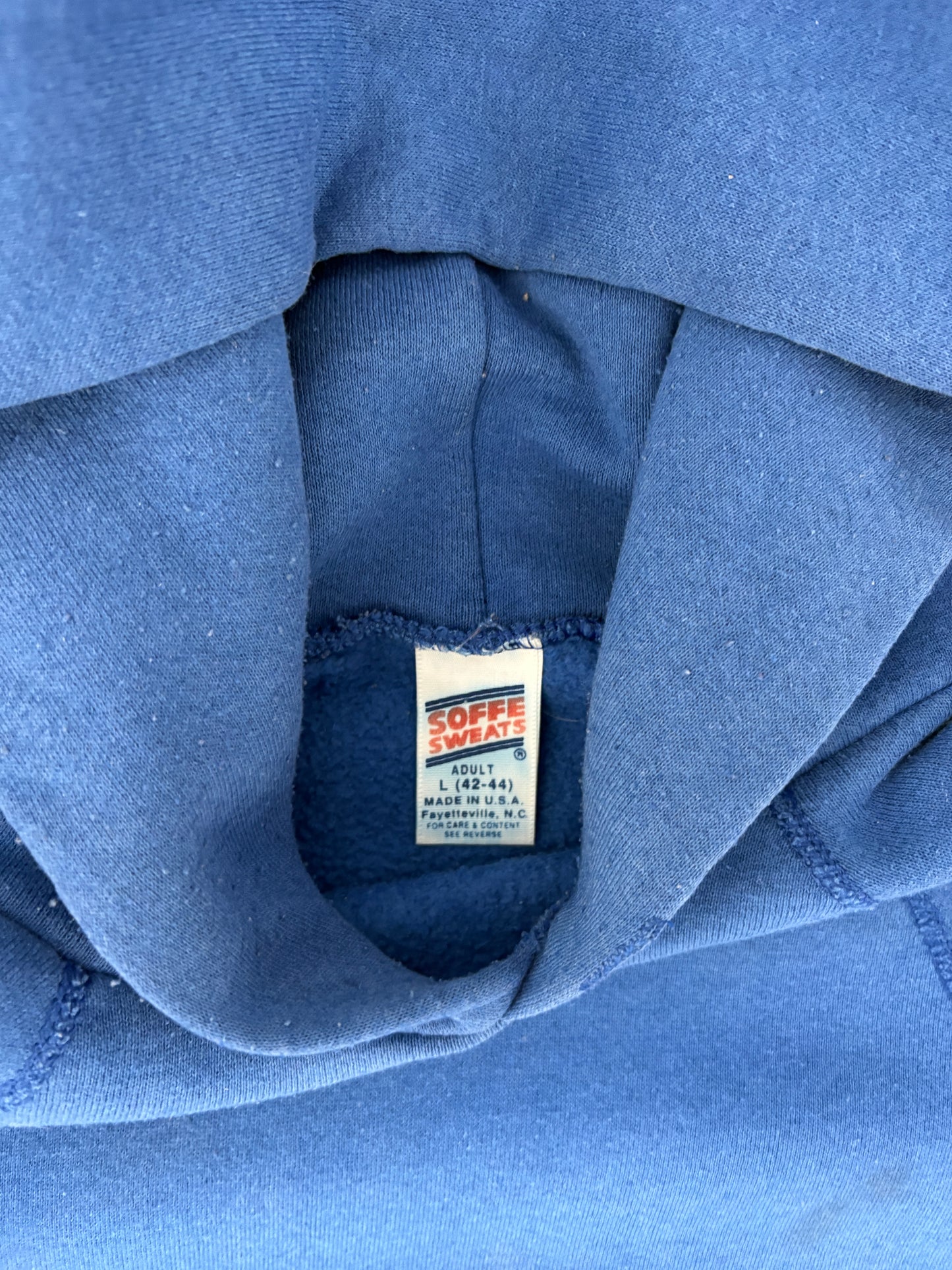 Soffe Sweats Blank Blue Hoodie | Size Large | Vintage 1980s Blank Blue Sweatshirt |