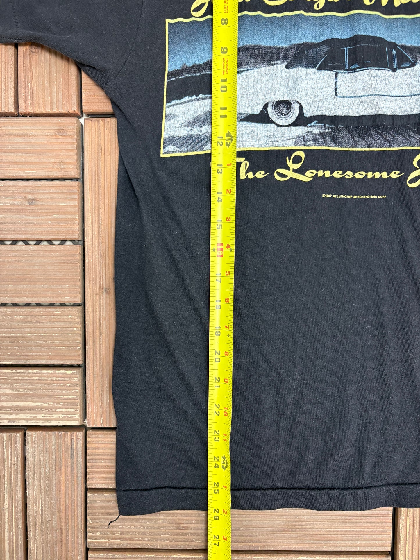 John Mellencamp The Lonesome Jubilee Graphic Tee | Size Large | Vintage 1980s Rock Music Black T-Shirt |