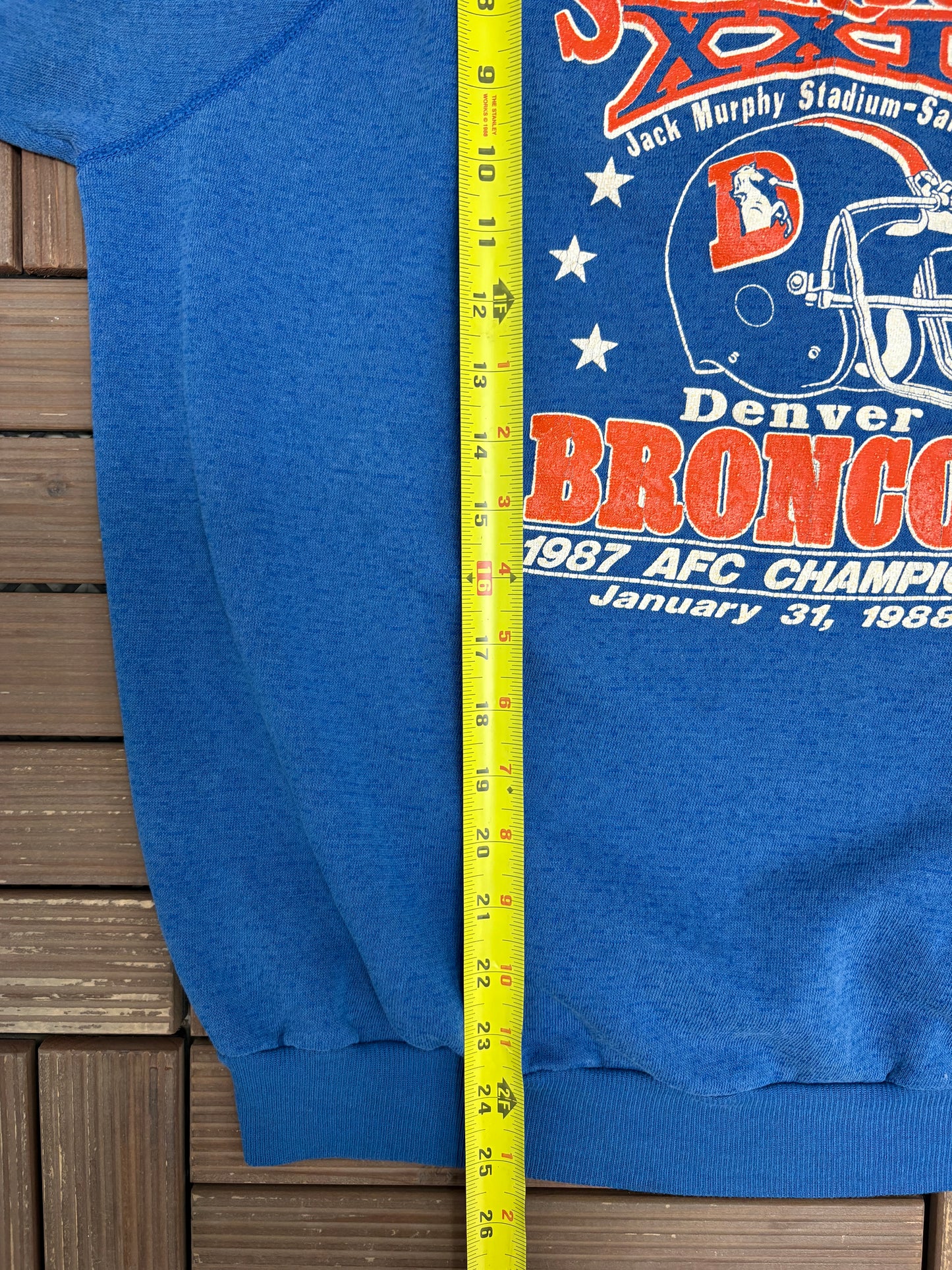Denver Broncos Super Bowl XXII Graphic Crewneck | Size XX-Large | Vintage 1980s NFL Football Blue Sweater |