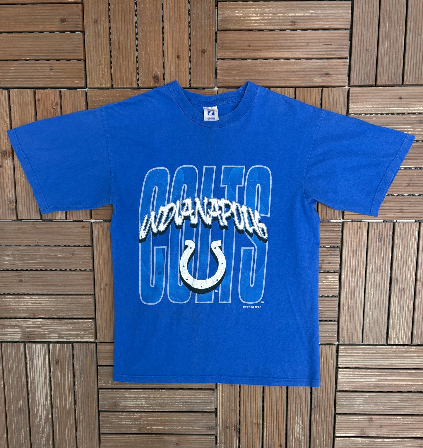 Indianapolis Colts Graphic Tee | Size Large | Vintage 1990s NFL Football Blue T-Shirt |