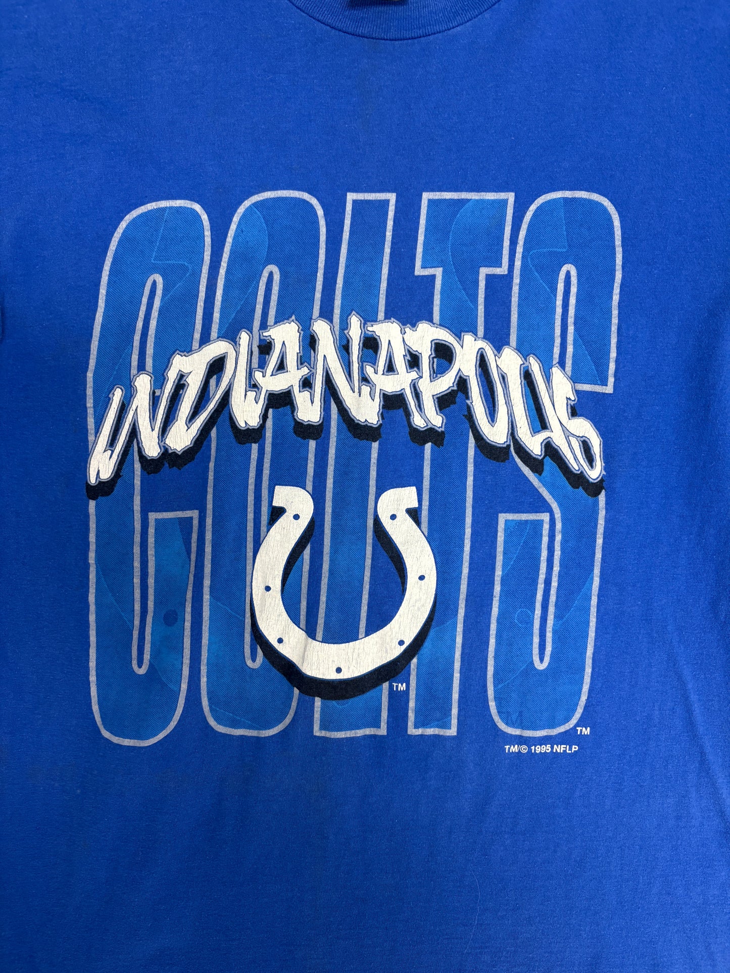 Indianapolis Colts Graphic Tee | Size Large | Vintage 1990s NFL Football Blue T-Shirt |