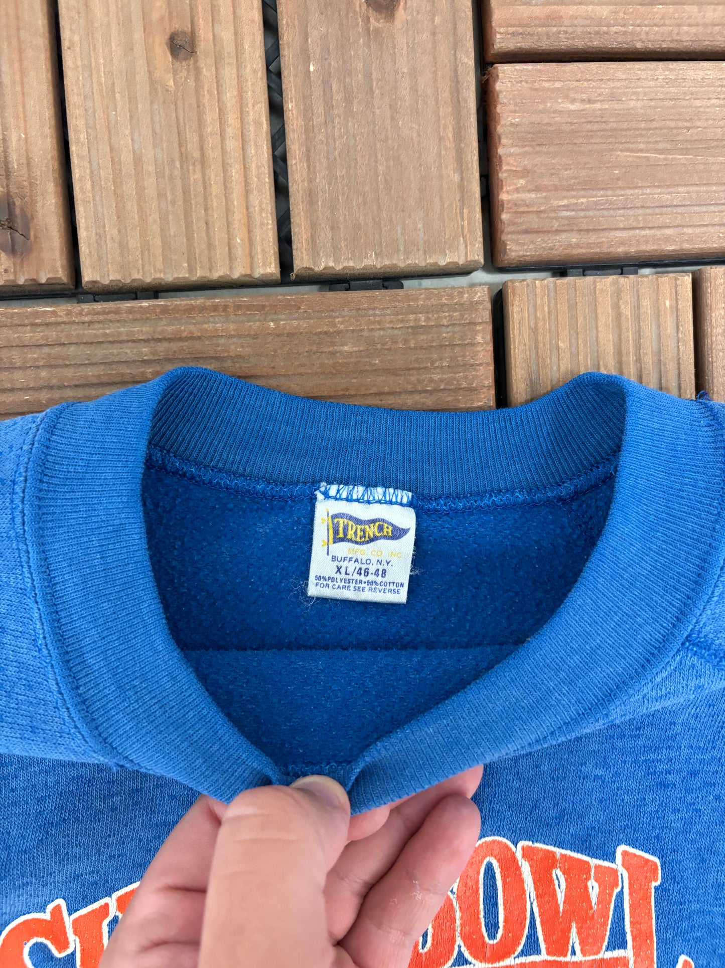Denver Broncos Super Bowl XXII Graphic Crewneck | Size XX-Large | Vintage 1980s NFL Football Blue Sweater |