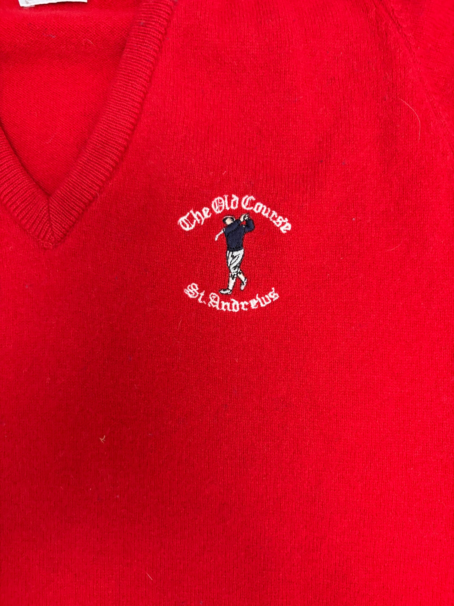 St. Andrews The Old Course Graphic Sweater | Size Large | Vintage 1980s Golf Red Sweater |