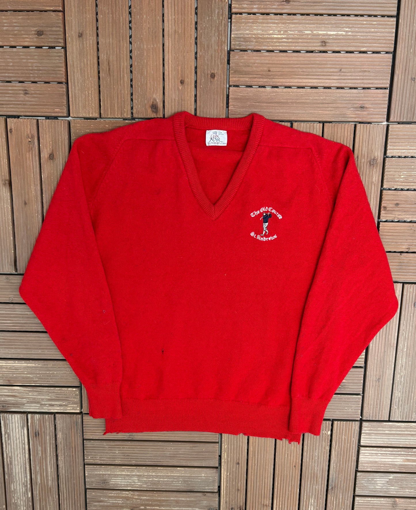 St. Andrews The Old Course Graphic Sweater | Size Large | Vintage 1980s Golf Red Sweater |