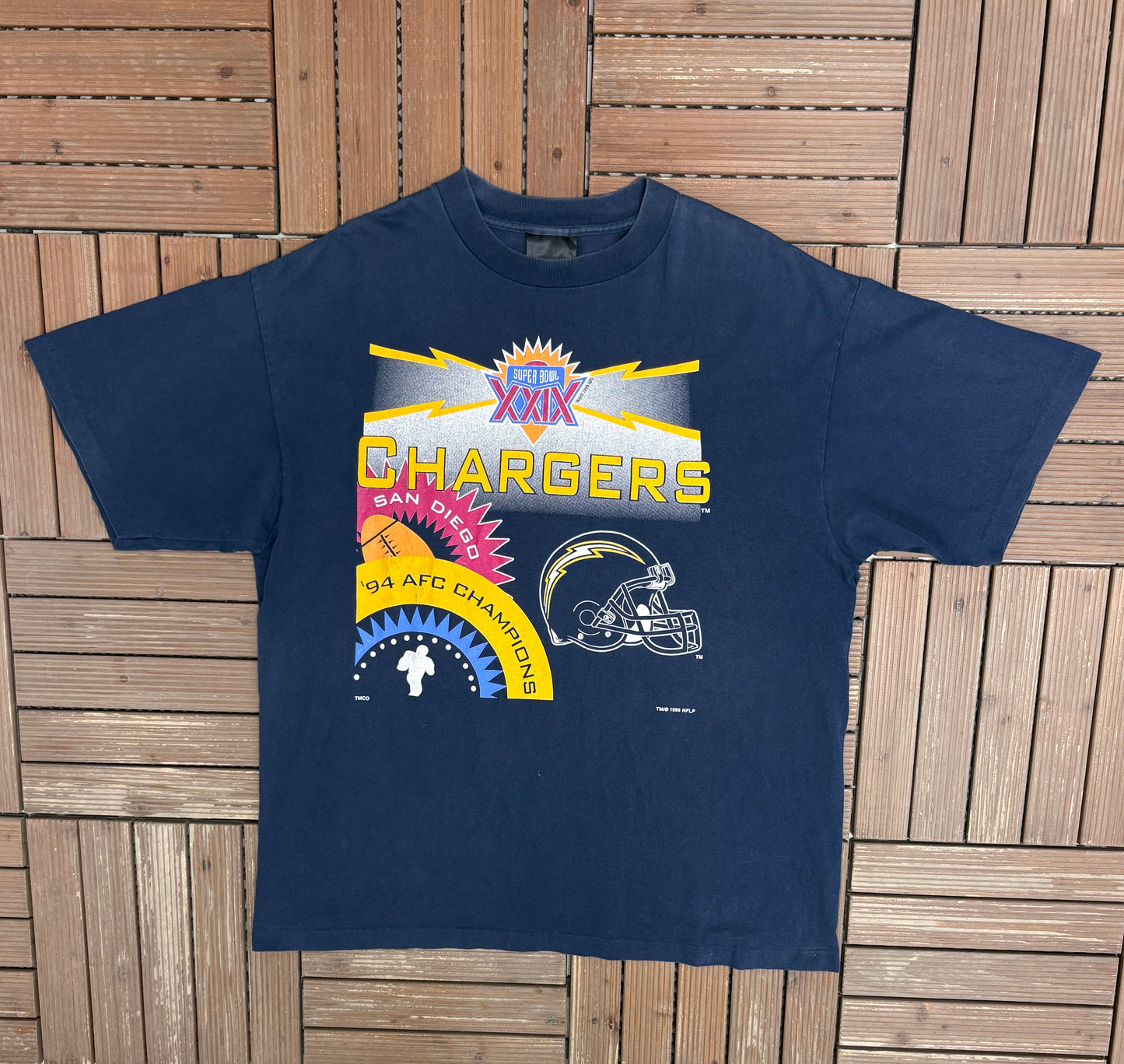 San Diego Chargers 1994 AFC Champions Graphic Tee | Size XX-Large | Vintage 1990s NFL Football Blue T-Shirt |