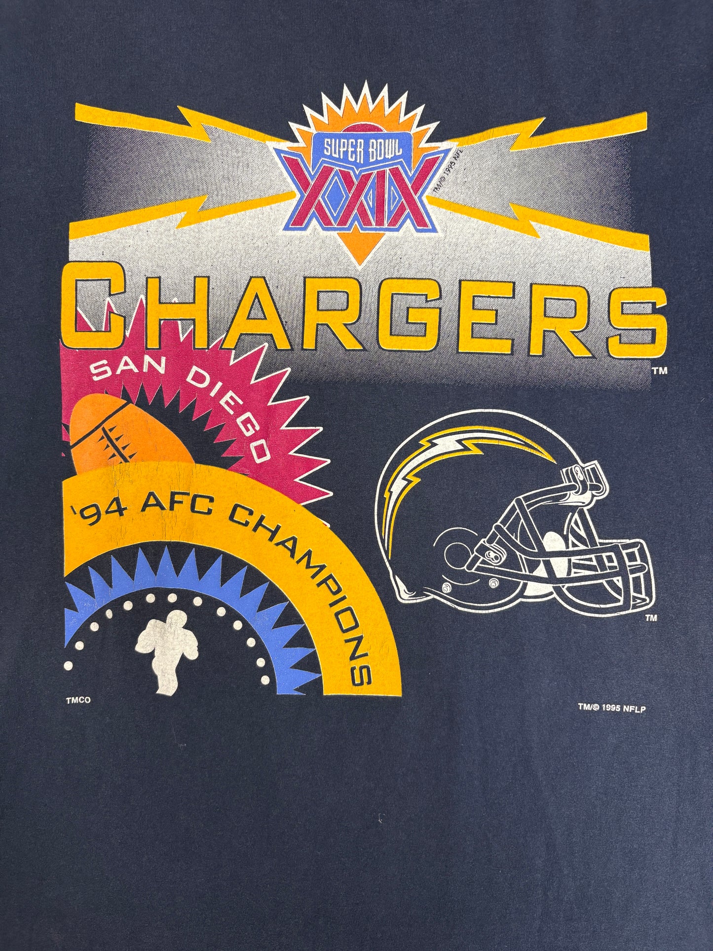 San Diego Chargers 1994 AFC Champions Graphic Tee | Size XX-Large | Vintage 1990s NFL Football Blue T-Shirt |
