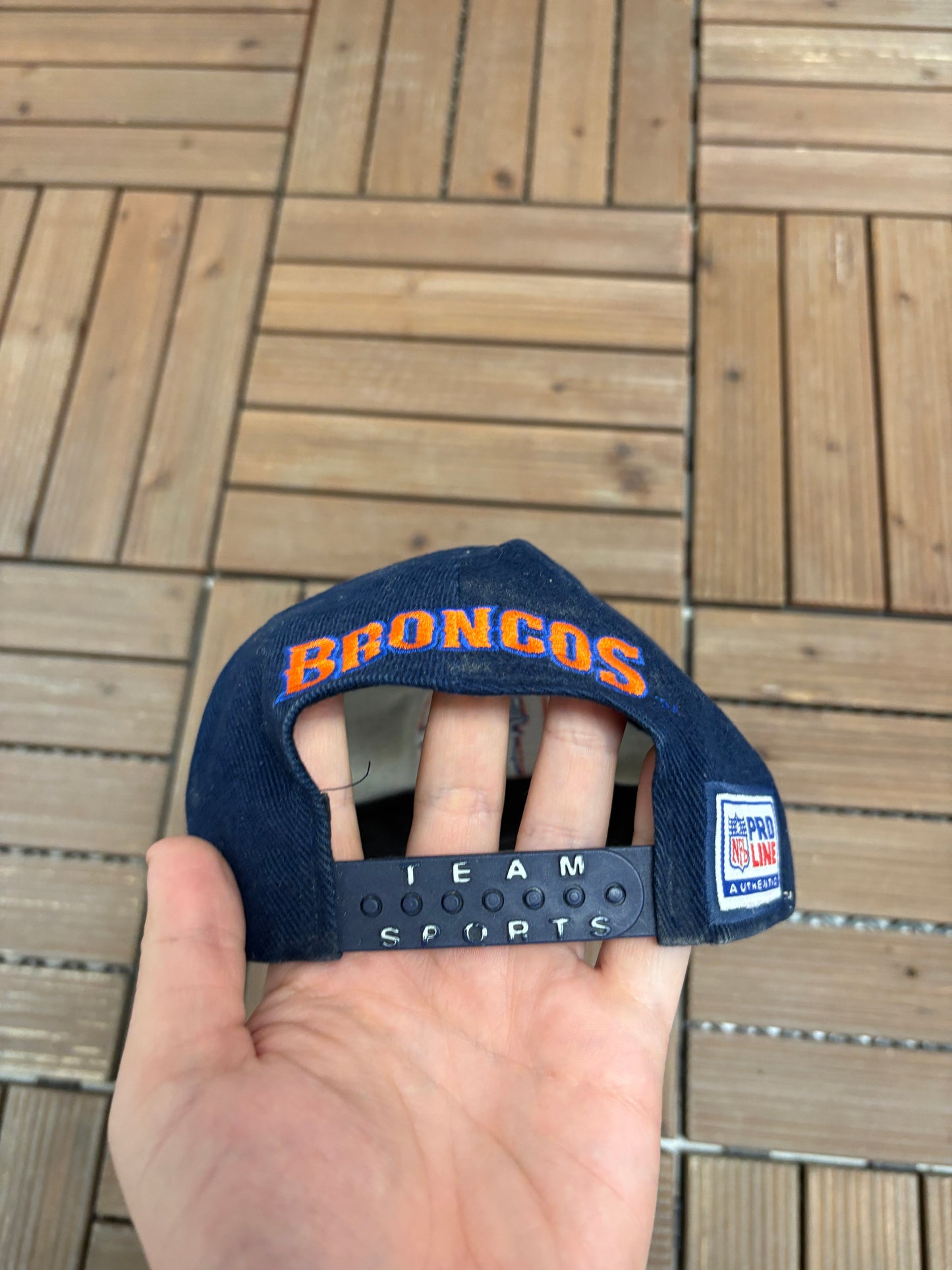 Denver Broncos Graphic Hat | Snap Back | Vintage 1990s Nike NFL Football Blue Cap |