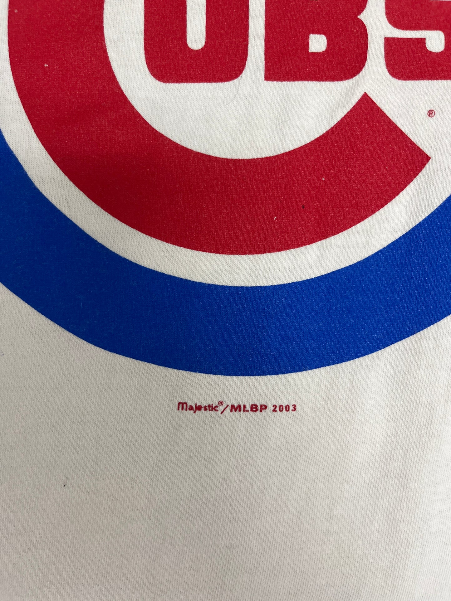 Chicago Cubs Graphic Tee | Size Large | Vintage 2000s MLB Baseball White 3/4 Sleeve Shirt |