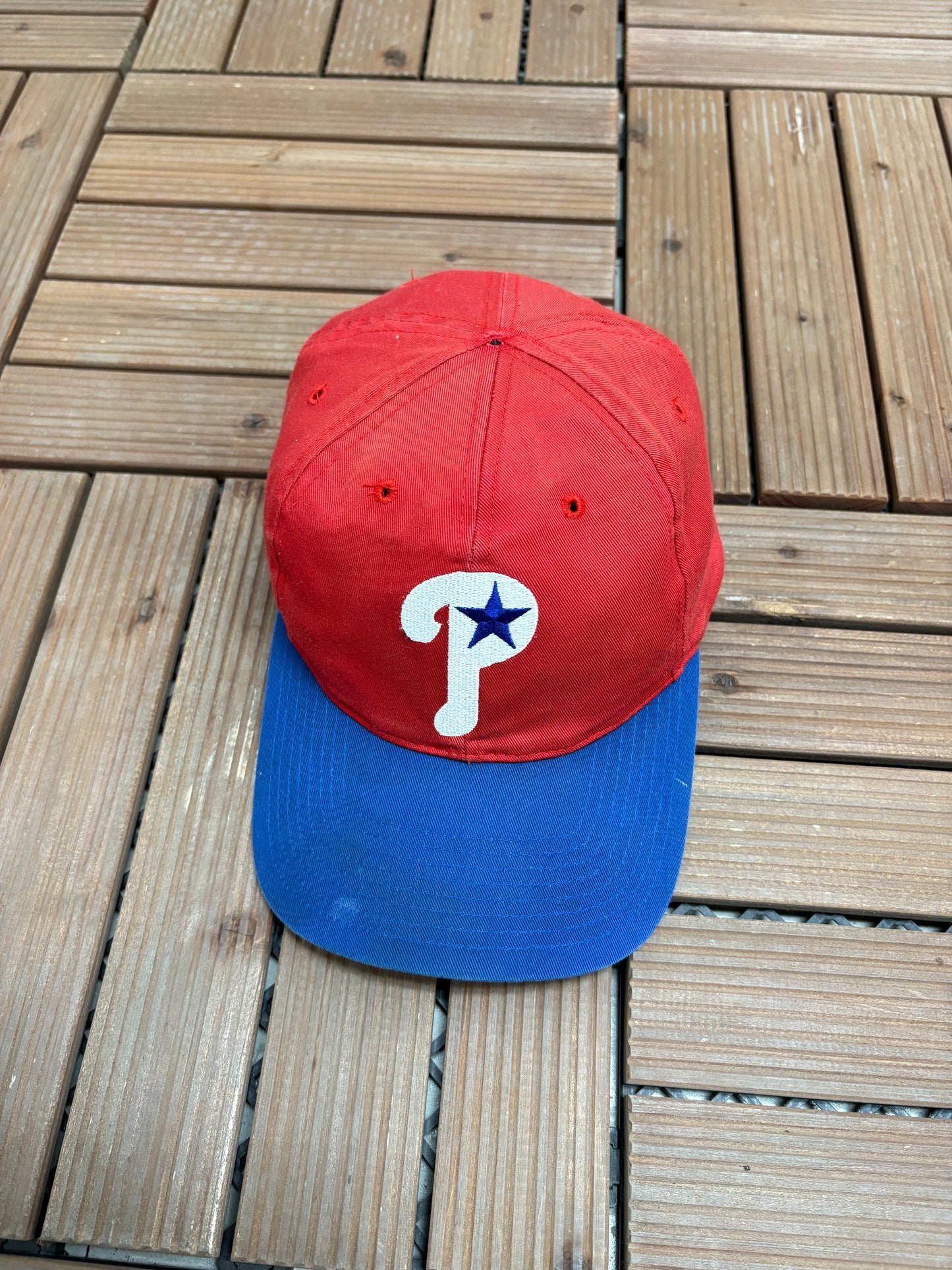 Philadelphia Phillies Embroidered Hat | Snap Back | Vintage 1990s MLB Baseball Red Cap |
