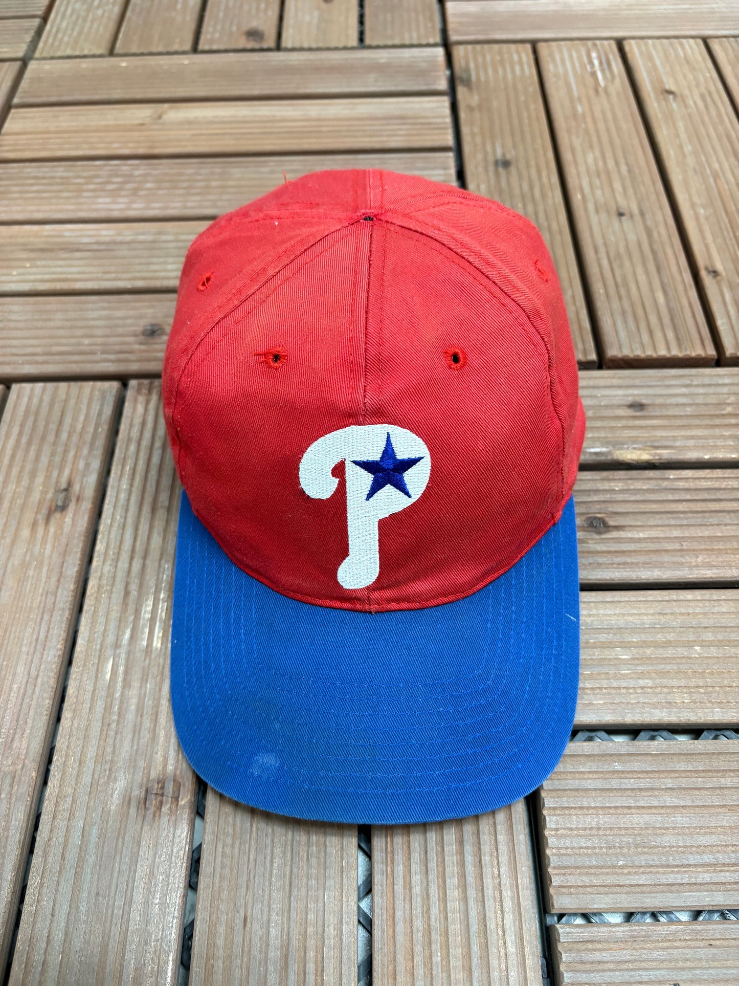 Philadelphia Phillies Embroidered Hat | Snap Back | Vintage 1990s MLB Baseball Red Cap |