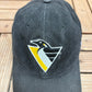 Pittsburgh Penguins Embroidered Graphic Hat | Snap Back | Vintage 1990s NHL Hockey Black Cap |