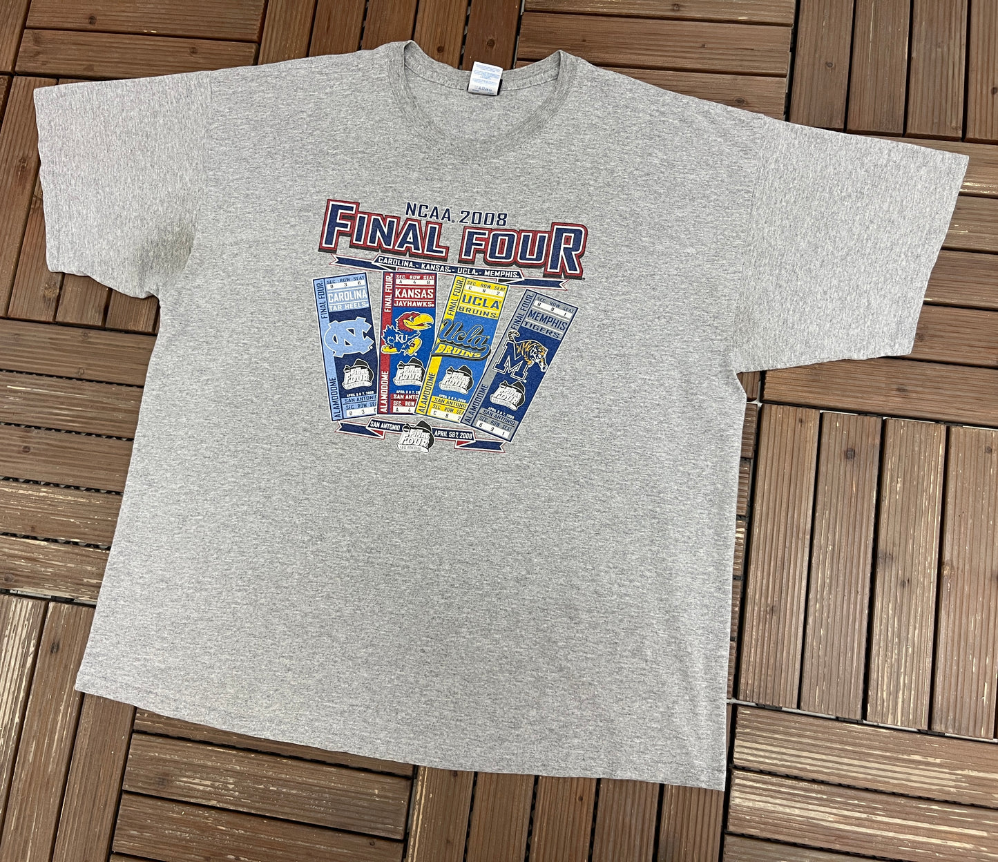 March Madness 2008 Final Four Graphic Tee | Size XX-Large | Vintage 2000s College Basketball Grey T-Shirt |