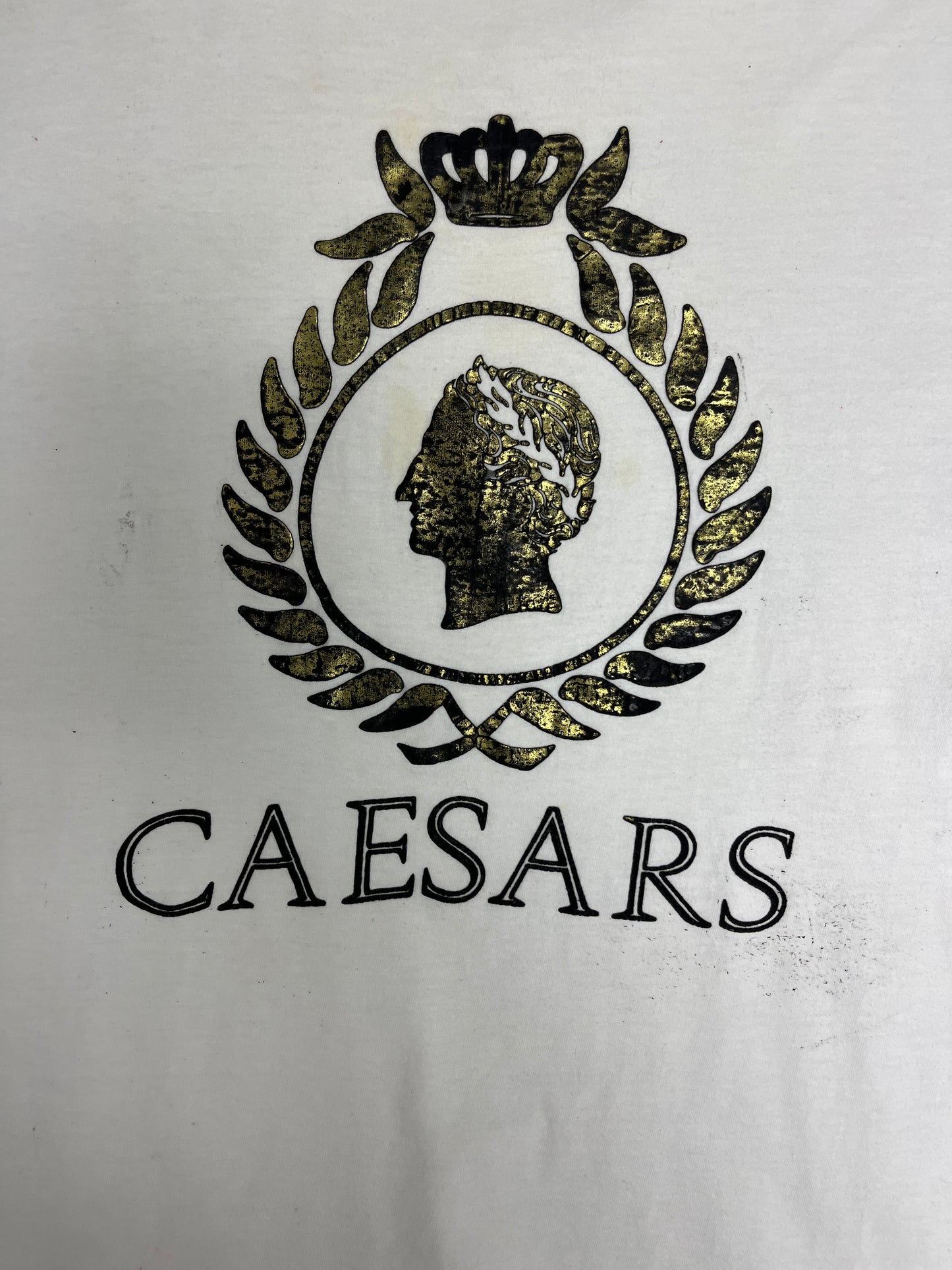 Caesars Palace Las Vegas Graphic Tee | Size X-Large | Vintage 1990s Promotional White Tee |