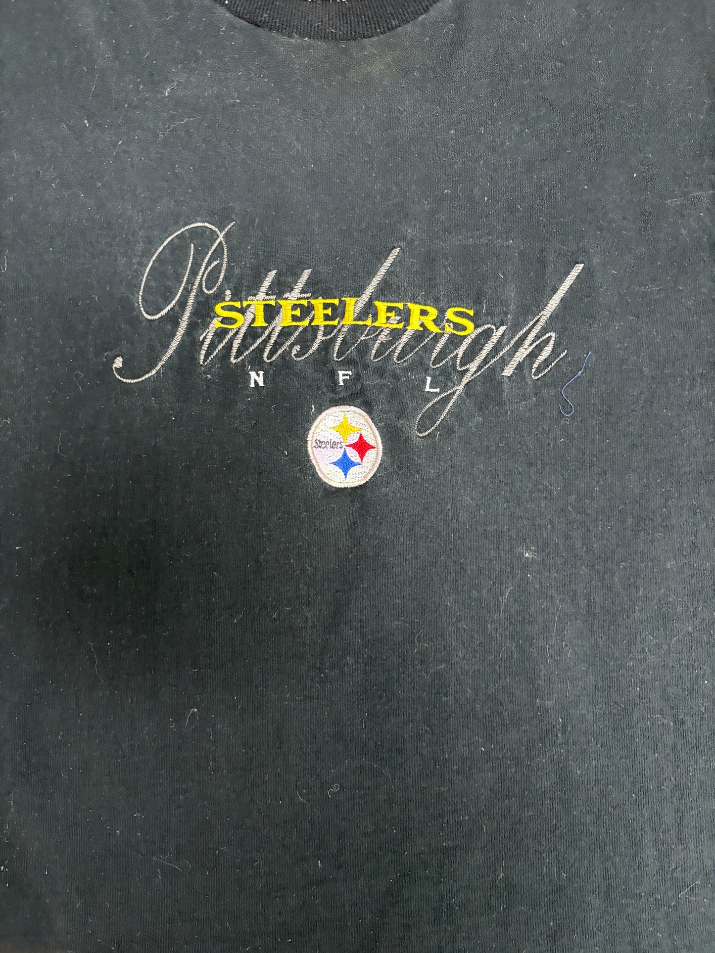 Pittsburgh Steelers Embroidered Graphic Tee | Size XX-Large | Vintage 1990s NFL Football Black T-Shirt |