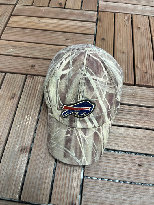 Buffalo Bills Embroidered Graphic Hat | Strap Back | Vintage 2000s NFL Football Camouflage Cap |