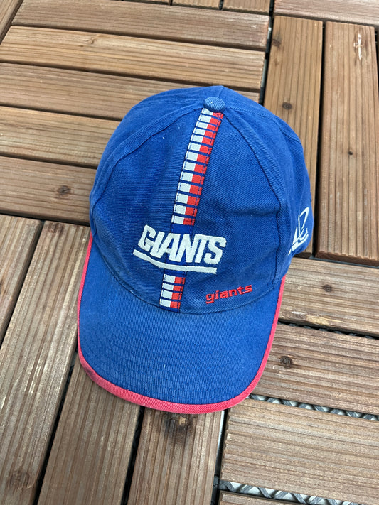 New York Giants Embroidered Graphic Hat | Strap Back With Clasp | Vintage 2000s NFL Football Blue Cap |