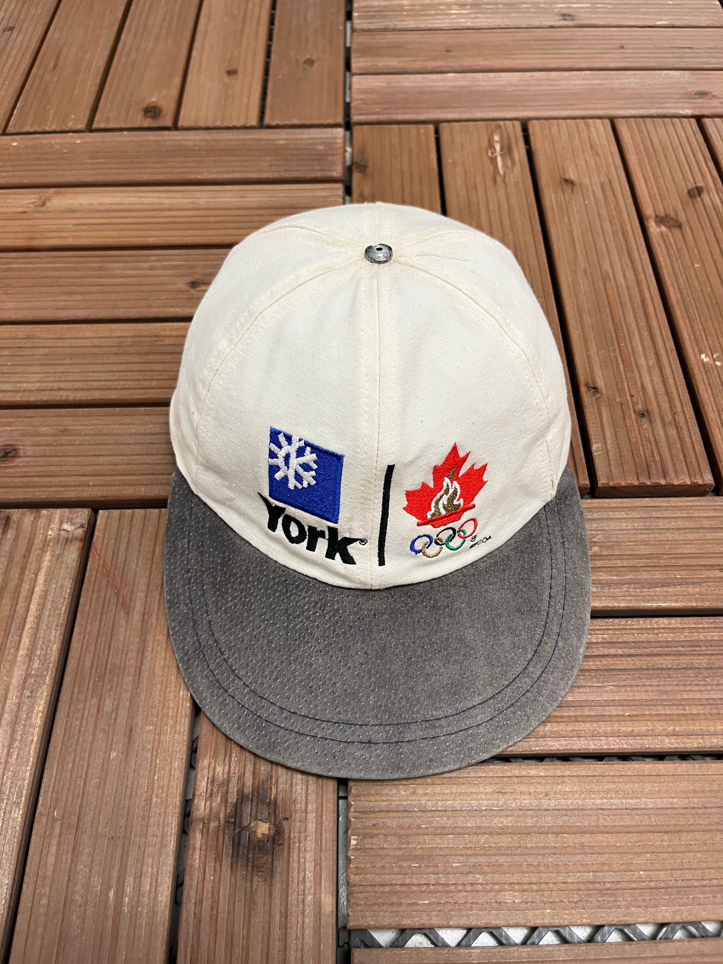 Team Canada Olympics Graphic Hat | Metal Clasp | Vintage 1990s White Cap |