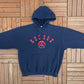 Boston Red Sox Embroidered Graphic Hoodie | Size Large | Vintage 2000s MLB Baseball Blue Sweater |