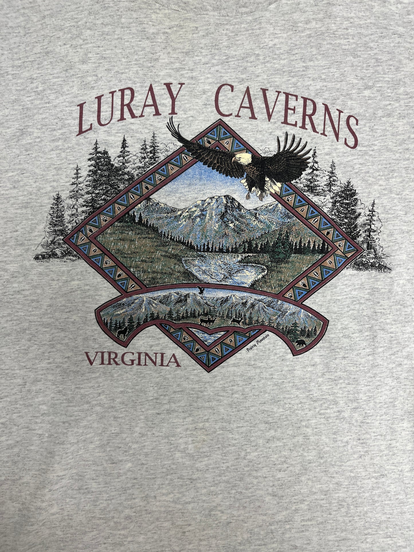 Luray Caverns, Virginia Graphic Tee | Size Large | Vintage 1990s Tourist Grey T-Shirt |