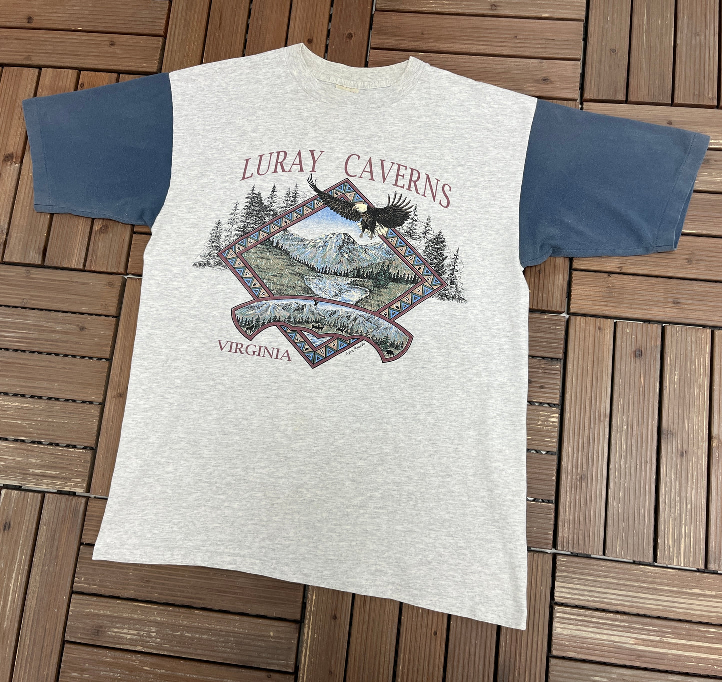 Luray Caverns, Virginia Graphic Tee | Size Large | Vintage 1990s Tourist Grey T-Shirt |