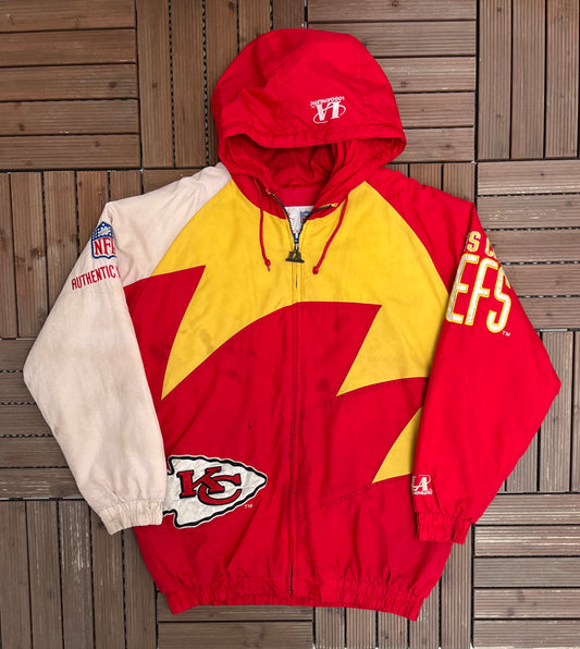 Kansas City Chiefs Puffer Jacket | Size Large | Vintage 1990s Logo Athletic Sharktooth Jacket |