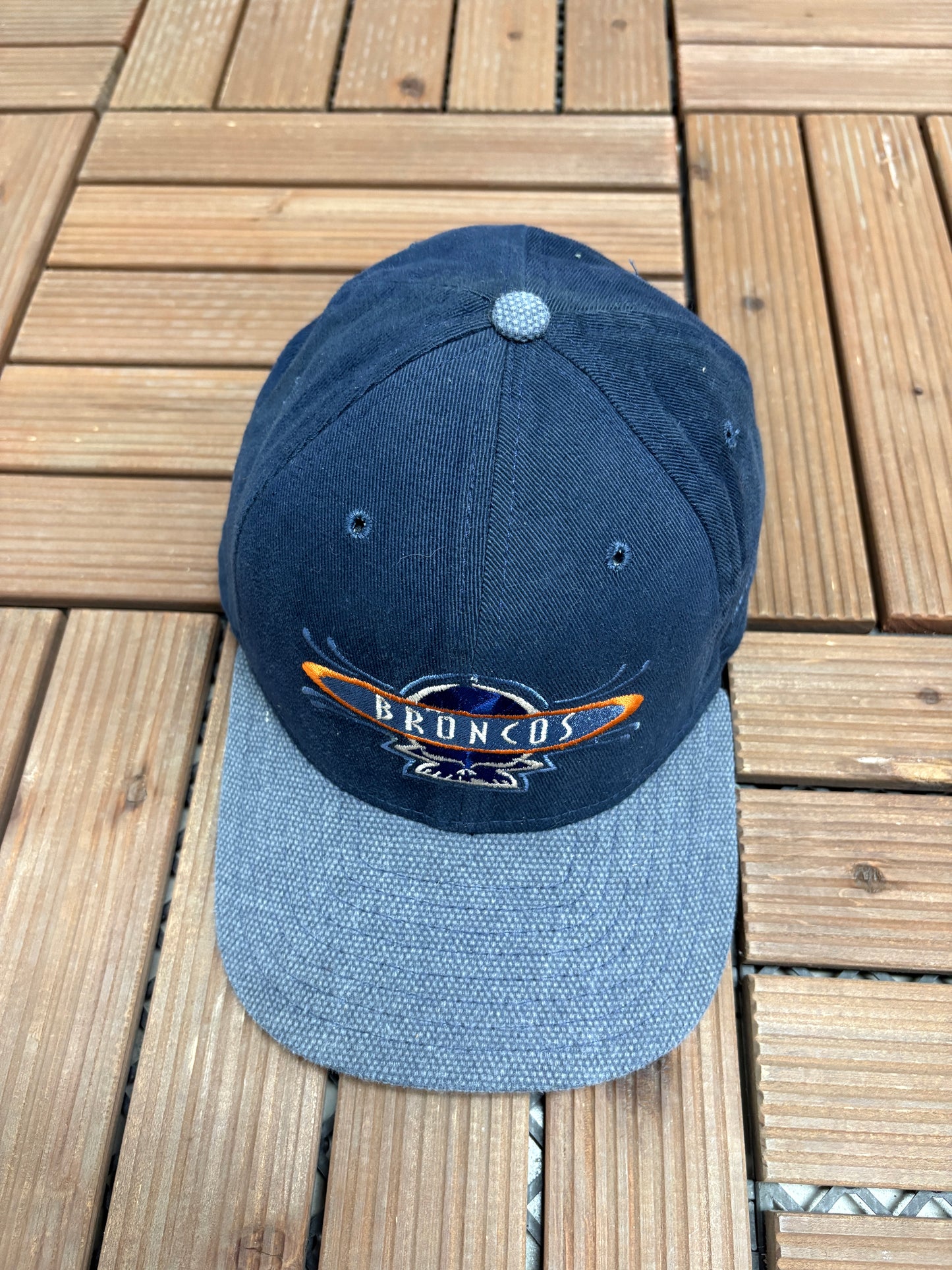Denver Broncos Embroidered Graphic Hat | Snap Back | Vintage 1990s NFL Football Blue Cap |