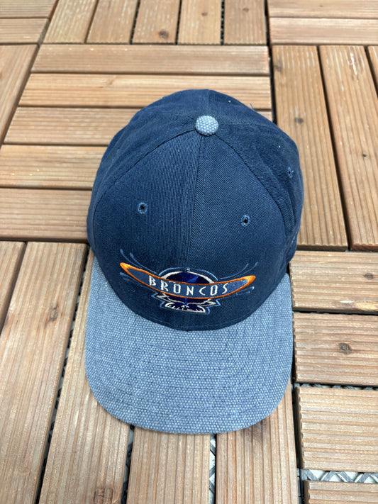 Denver Broncos Embroidered Graphic Hat | Snap Back | Vintage 1990s NFL Football Blue Cap |