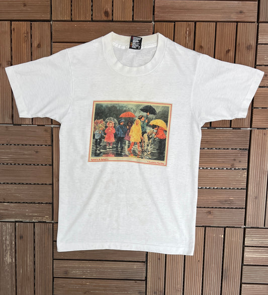 Corinne Hartley "Splish'n & Splash'n" Graphic Tee | Size Small | Vintage 1990s Promotional White T-Shirt |