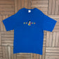 Mickey Mouse Embroidered Graphic Tee | One Size | Vintage 1990s Disney Cartoon Blue T-Shirt |