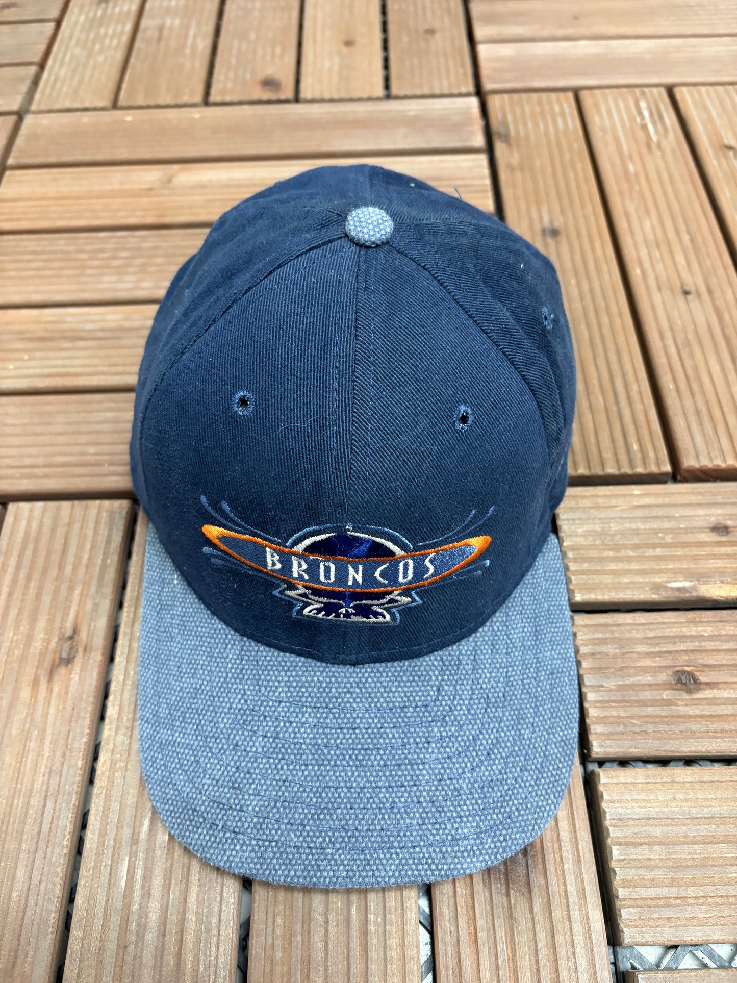 Denver Broncos Embroidered Graphic Hat | Snap Back | Vintage 1990s NFL Football Blue Cap |
