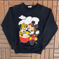 Mickey & Minnie Mouse Graphic Crewneck | Size Small | Vintage 1990s Promotional Cartoon Black Sweatshirt |